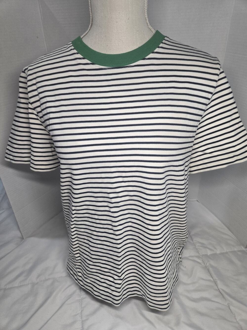 COS Slim-fit Heavyweight Shortsleeved T-shirt L White Black Striped Interlock